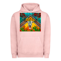 Pigment Salmon western sunflowers longhorn bull skull Urban Hoodie - Artiststas