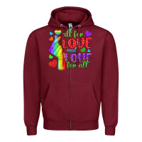 Burgundy Western All For Love And Love For All Zipper Hoodie - BundleAndBundleShop
