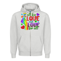 Dove Grey Western All For Love And Love For All Zipper Hoodie - BundleAndBundleShop
