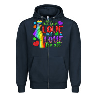 Navy Western All For Love And Love For All Zipper Hoodie - BundleAndBundleShop