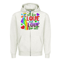 Oatmeal Heather Western All For Love And Love For All Zipper Hoodie - BundleAndBundleShop