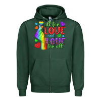 Sports Green Western All For Love And Love For All Zipper Hoodie - BundleAndBundleShop