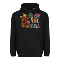 Black happy fall y all Heavyweight Hoodie - CowhideDigitalArt