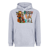 Heather Grey happy fall y all Heavyweight Hoodie - CowhideDigitalArt