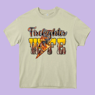 Firefighter Wife Lightning Bolt Heavy Core Tee Designed By Nancycooperartshop