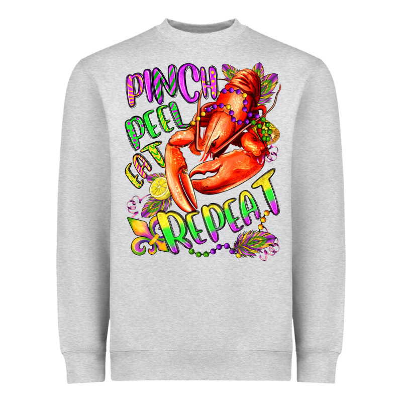 Pinch Peel Eat Repeat Mardi Gras Olivia Heavyweight Sweatshirt by OliviaCreatesArt | Teevron