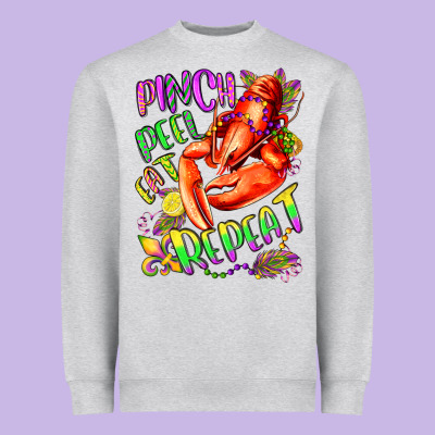 Pinch Peel Eat Repeat Mardi Gras Olivia Heavyweight Sweatshirt Designed By Oliviacreatesart