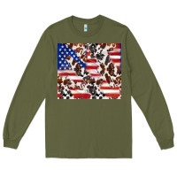 Army Green cowhide amerikan flag Long Sleeve Tee - TumblerDesignByShophia