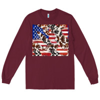 Burgundy cowhide amerikan flag Long Sleeve Tee - TumblerDesignByShophia