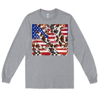 Heather Grey cowhide amerikan flag Long Sleeve Tee - TumblerDesignByShophia
