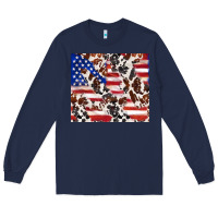 Navy cowhide amerikan flag Long Sleeve Tee - TumblerDesignByShophia