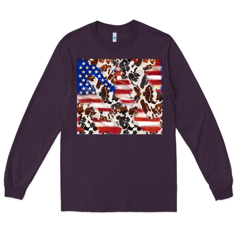 Cowhide Amerikan Flag Long Sleeve Tee by TumblerDesignByShophia | Teevron