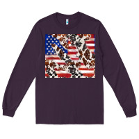 Plum cowhide amerikan flag Long Sleeve Tee - TumblerDesignByShophia