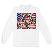 White cowhide amerikan flag Long Sleeve Tee - TumblerDesignByShophia
