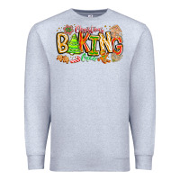 Heather Grey Christmas Baking Crew Premium Sweatshirt - CowhideDigitalArt