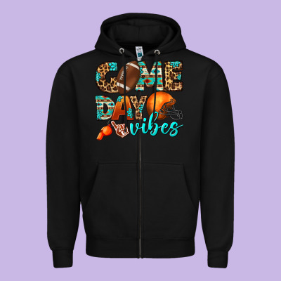 Game Day Vibes Zipper Hoodie Designed By Bundleandbundleshop