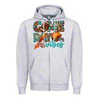 Heather Grey game day vibes Zipper Hoodie - BundleAndBundleShop