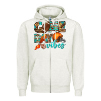 Oatmeal Heather game day vibes Zipper Hoodie - BundleAndBundleShop