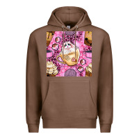 Chestnut cat coffee cups and paw with leopard and glitter seamless pattern bbs Premium Hoodie - BundleAndBundleShop