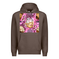 Coffee cat coffee cups and paw with leopard and glitter seamless pattern bbs Premium Hoodie - BundleAndBundleShop