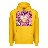 Lemon cat coffee cups and paw with leopard and glitter seamless pattern bbs Premium Hoodie - BundleAndBundleShop