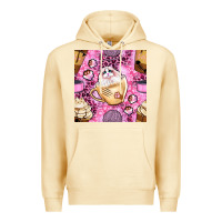 Pina Colada cat coffee cups and paw with leopard and glitter seamless pattern bbs Premium Hoodie - BundleAndBundleShop
