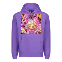 Purple cat coffee cups and paw with leopard and glitter seamless pattern bbs Premium Hoodie - BundleAndBundleShop