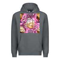 Rock cat coffee cups and paw with leopard and glitter seamless pattern bbs Premium Hoodie - BundleAndBundleShop