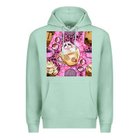 Seafoam cat coffee cups and paw with leopard and glitter seamless pattern bbs Premium Hoodie - BundleAndBundleShop