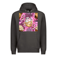 Smoke cat coffee cups and paw with leopard and glitter seamless pattern bbs Premium Hoodie - BundleAndBundleShop