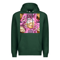 Sports Green cat coffee cups and paw with leopard and glitter seamless pattern bbs Premium Hoodie - BundleAndBundleShop