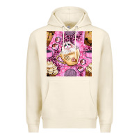 Tofu cat coffee cups and paw with leopard and glitter seamless pattern bbs Premium Hoodie - BundleAndBundleShop