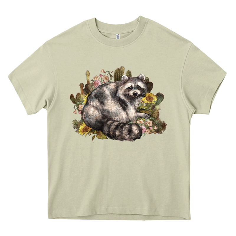 Floral Racoon Western Heavy Core Tee by NancyCooperArtShop | Teevron