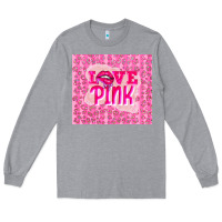 Heather Grey love pink Long Sleeve Tee - TumblerDesignByShophia