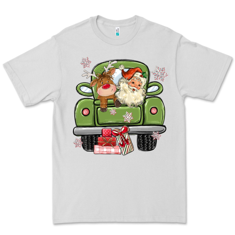 Christmas Santa And Reindeer Truck Premium Tee by MaliasSmallBusiness | Teevron