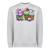 Heather Grey mardi gras gnomes coffee cups Heavyweight Sweatshirt - OliviaCreatesArt
