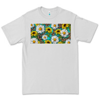 Dove Grey Sunflower And Daisy With Leopard Premium Tee - RanaPortraitStore