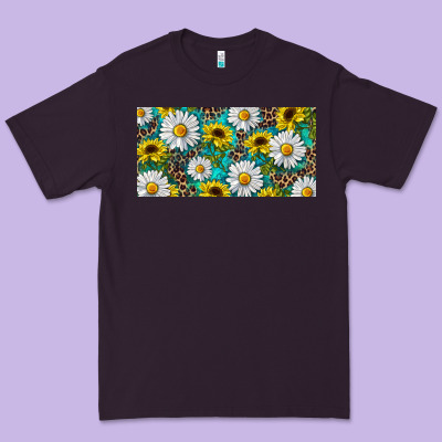 Sunflower And Daisy With Leopard Premium Tee Designed By Ranaportraitstore