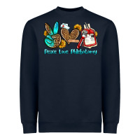 Navy peace love phlebotomy Heavyweight Sweatshirt - OliviaCreatesArt