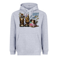 Heather Grey Happy Easter Heavyweight Hoodie - CowhideDigitalArt