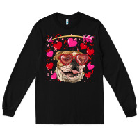 Black valentine's day  brown english bulldog Long Sleeve Tee - RanaPortraitStore