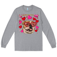 Heather Grey valentine's day  brown english bulldog Long Sleeve Tee - RanaPortraitStore