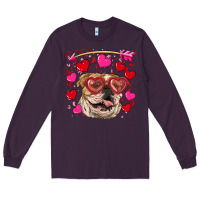 Plum valentine's day  brown english bulldog Long Sleeve Tee - RanaPortraitStore