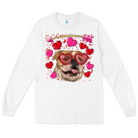 White valentine's day  brown english bulldog Long Sleeve Tee - RanaPortraitStore