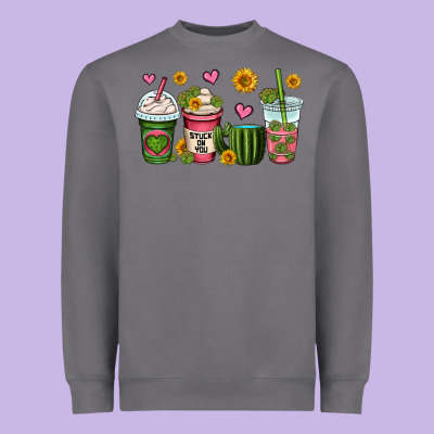 Stuck On You Cactus Coffee Cups Heavyweight Sweatshirt Designed By Oliviacreatesart