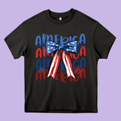 America Ribbon Heavy Core Tee Designed By Jahusdesignshop