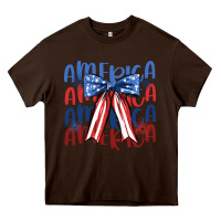 Chocolate Brown america ribbon Heavy Core Tee - JahusDesignShop