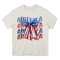 Cream america ribbon Heavy Core Tee - JahusDesignShop