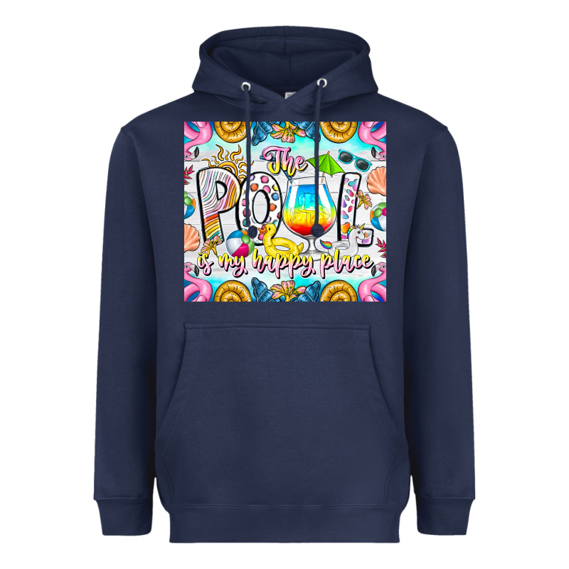 The Pool Is My Happy Place Heavyweight Hoodie by CowhideDigitalArt | Teevron