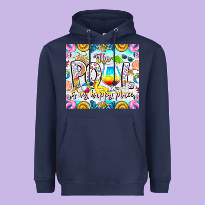 The Pool Is My Happy Place Heavyweight Hoodie Designed By Cowhidedigitalart